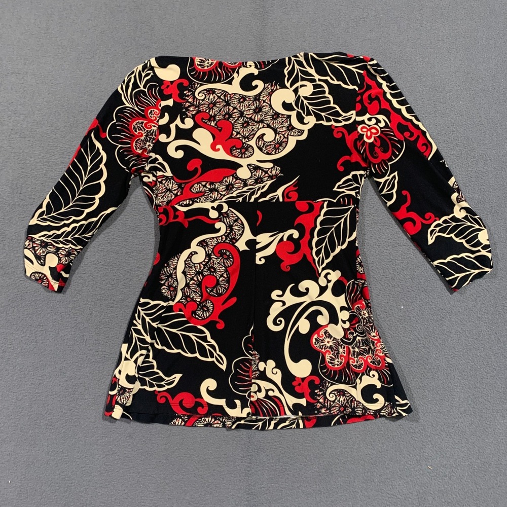 Y2K‎ IN Studio Womens Black Red Floral Paisley V-Neck Empire Waist Tunic Top S - Picture 7 of 7